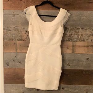 Cream ruffle BCBG mini-dress